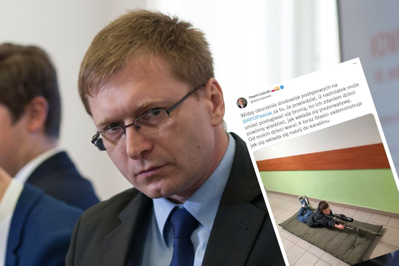 Poseł PiS Paweł Lisiecki pokazał zdjęcie syna z bronią.