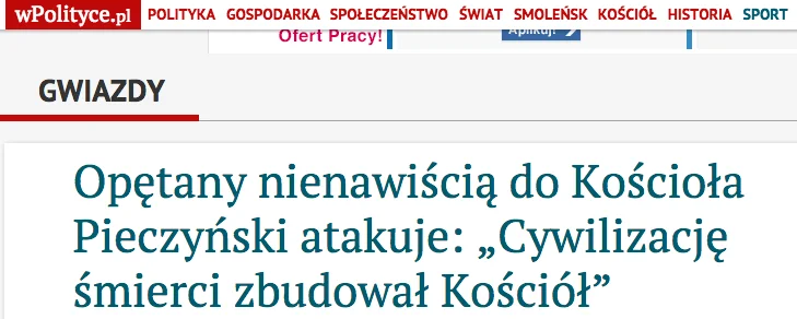 Postawę Pieczyńskiego krytykowały też prawicowe media, m.in. serwis wpolityce.pl.