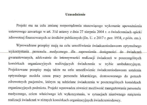 Chodzi o "optymalne wykorzystanie personelu medycznego" – w ten sposób ministerstwo uzasadnia pomysł, by dyrekcja szpitala mogła nakazać lekarzowi dyżur w paru miejscach jednocześnie.