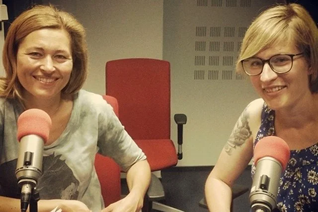 Katarzyna Puzyńska w radiowym studio Beaty Sadowskiej