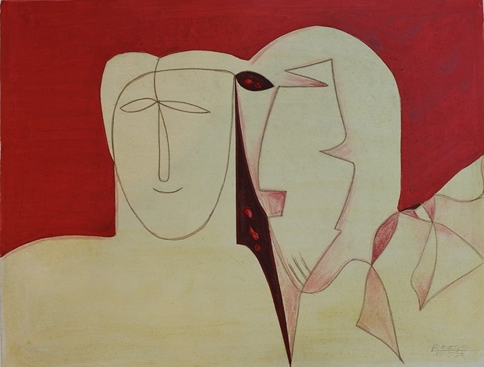 Leszek Rózga, Para etruska, suchoryt i akwarela, Galeria Sztuki Katarzyny Napiórkowskiej