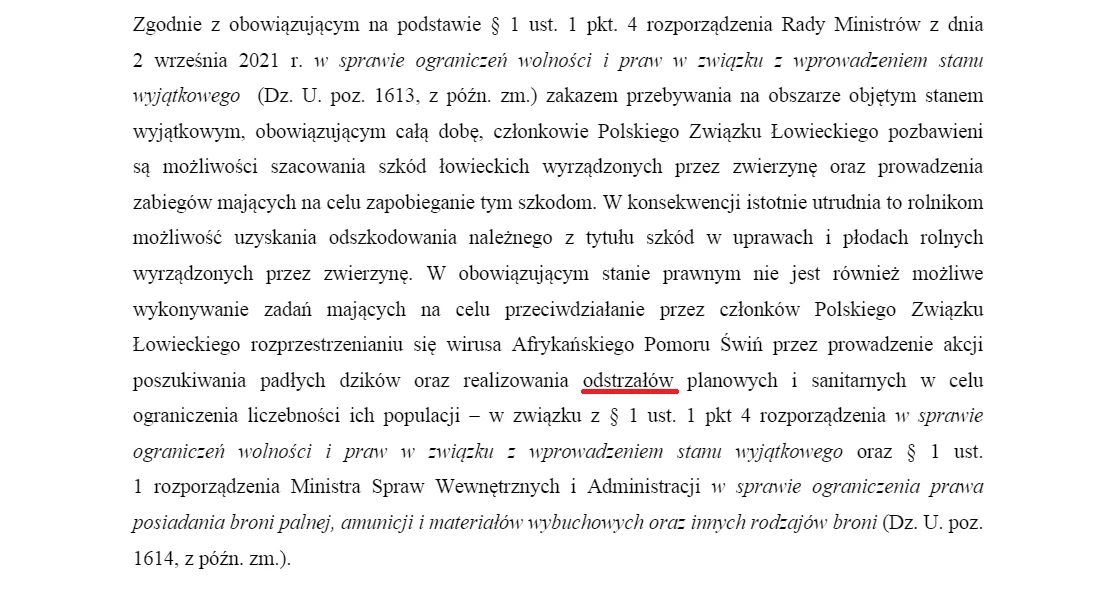 Fragment odpowiedzi Edwarda Siarki na interpelację.