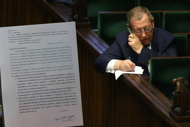 Poseł PO Tomasz Cimoszewicz zapytał Ministerstwo Środowiska o służbowe karty i prawie 1,5 miliona złotych wydanych przez urzędników resortu.