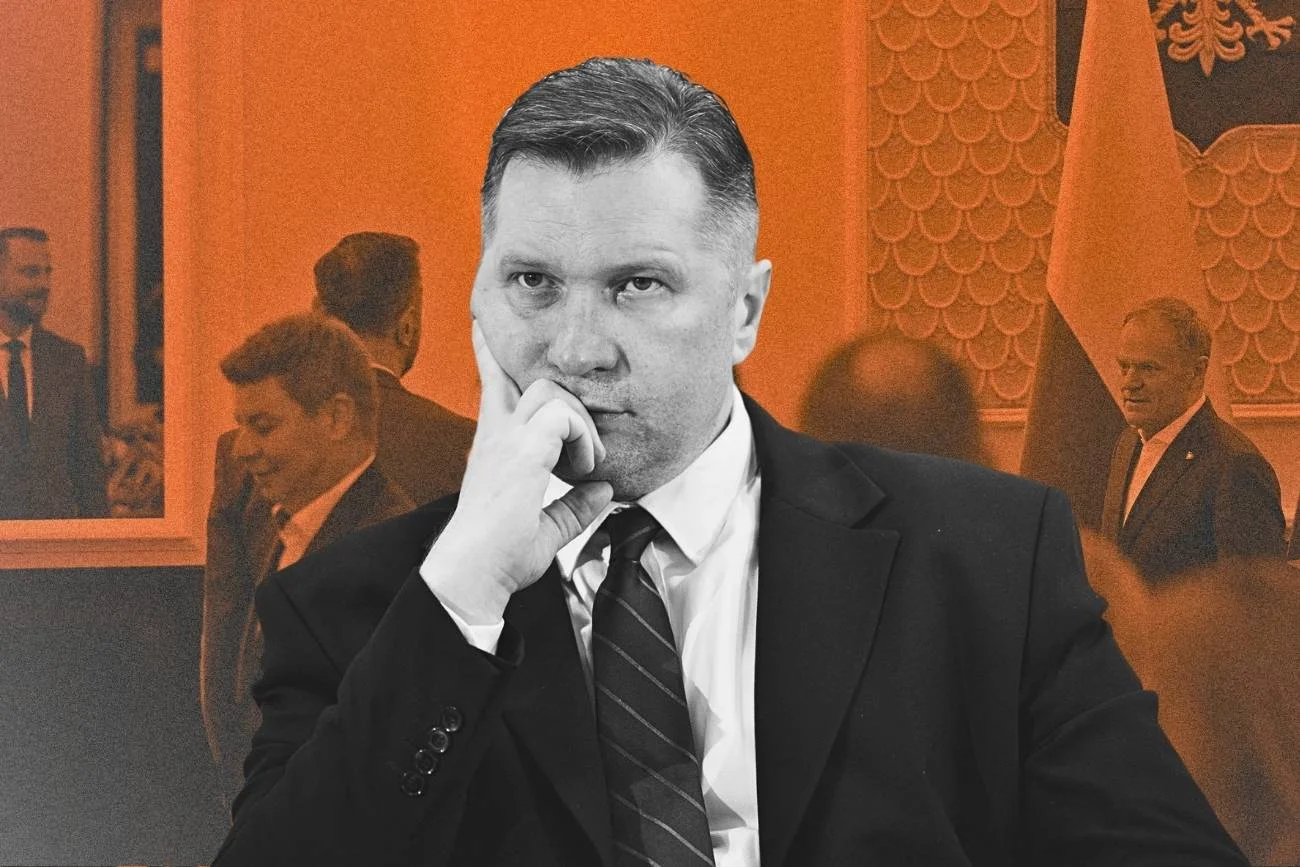 Przemysław Czarnek twierdzi, że w rządzie Koalicji 15 października są osoby, które chcą przejść na stronę PiS. Przemysław Czarnek na tle sali obrad rządu.