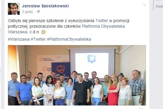 Warszawskie struktury Platformy Obywatelskiej rozpoczynają szkolenia z korzystania z Twittera.