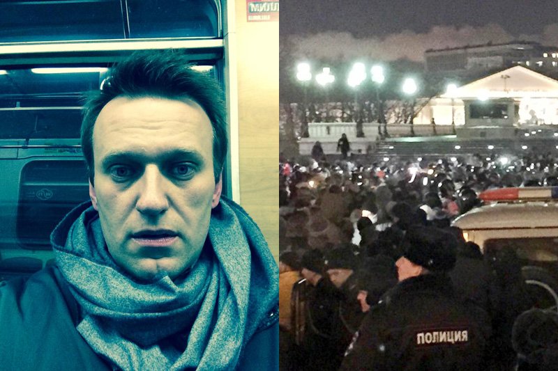 Aleksiej Nawalny został zatrzymany w drodze na demonstrację przeciwko wtrąceniu jego brata za kraty.