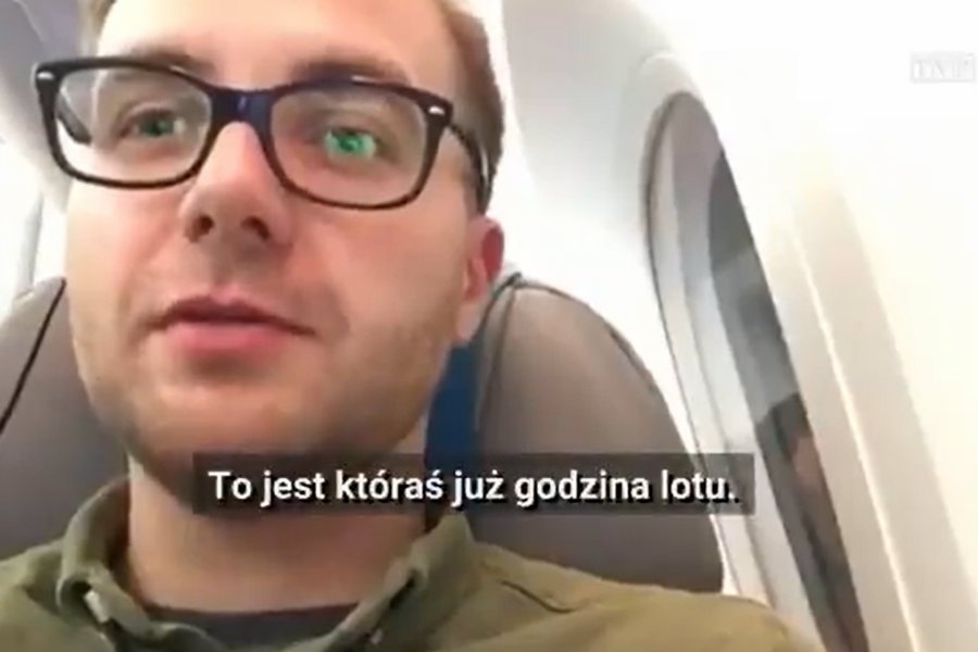 "Wiadomości" TVP towarzyszyły Marcinowi Bakalarskiemu, pierwszemu Polakowi bez wizy w USA przez cały lot.