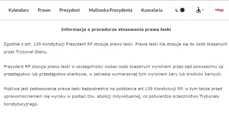Duda zmienił definicję prawa łaski. Nowa wersja na oficjalnej stronie