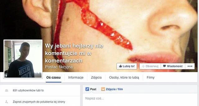 Fanpage Wy jebani hejterzy nie komentujcie mi w komentarzach