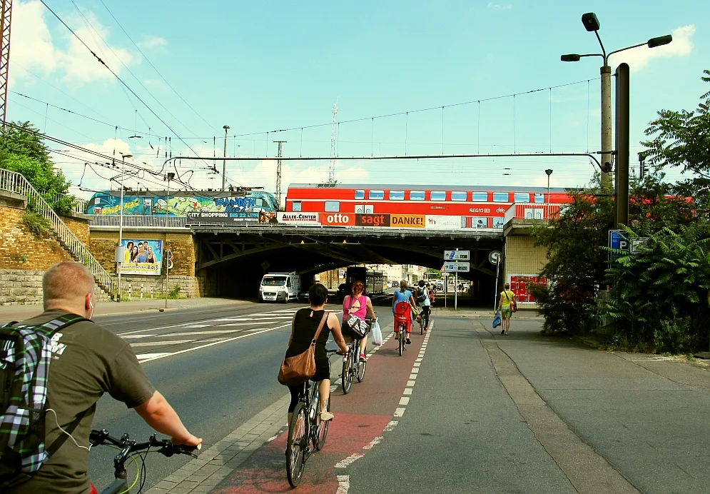 Infrastruktura rowerowa w Magdeburgu.