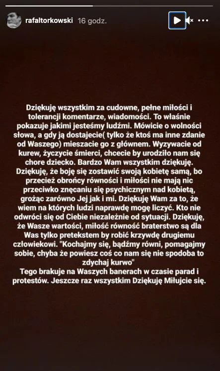 Screen z Instastories Rafała Torkowskiego.