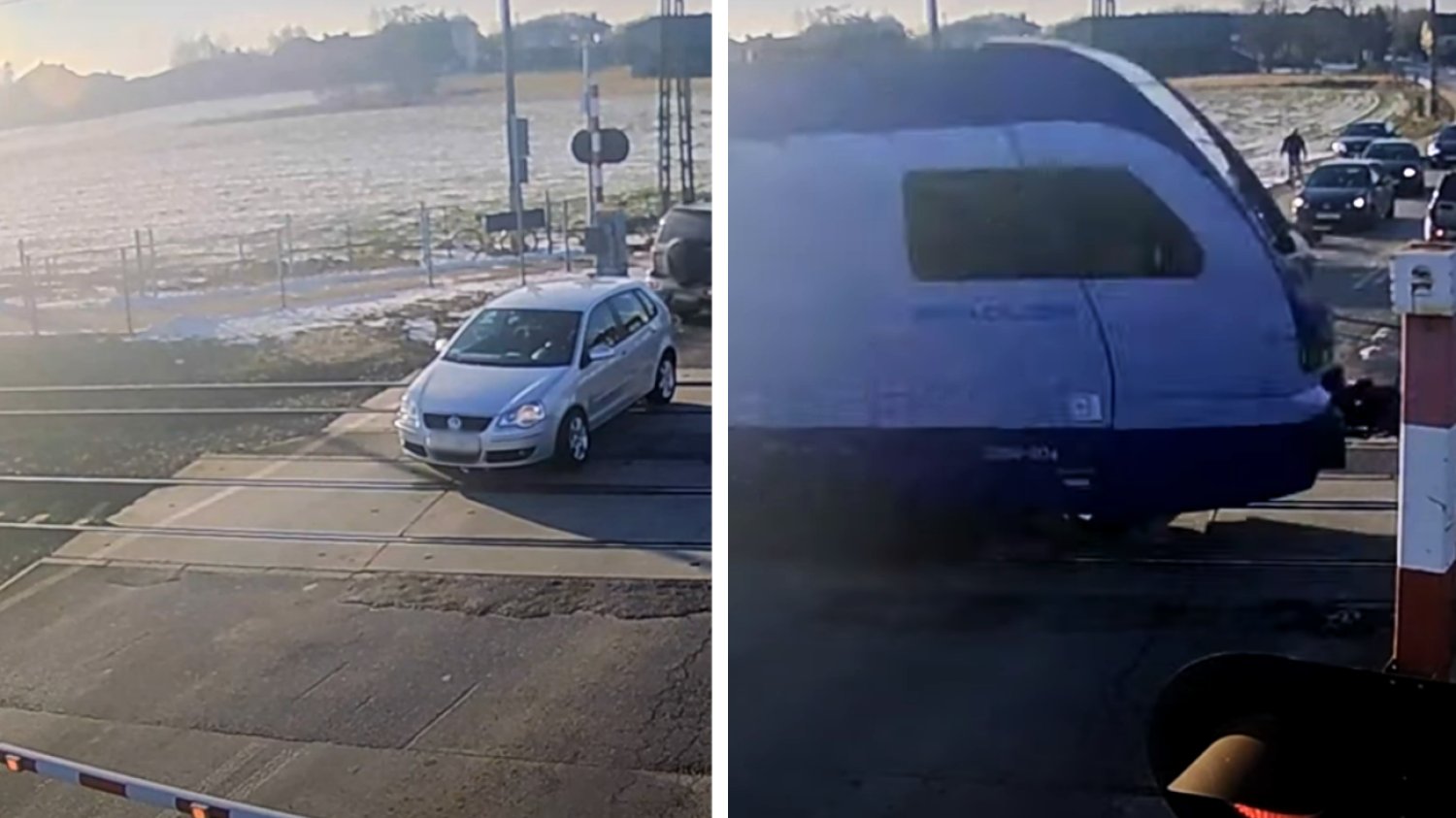 Stara Wieś: auto stanęło na torach. Kadry z wideo PKP