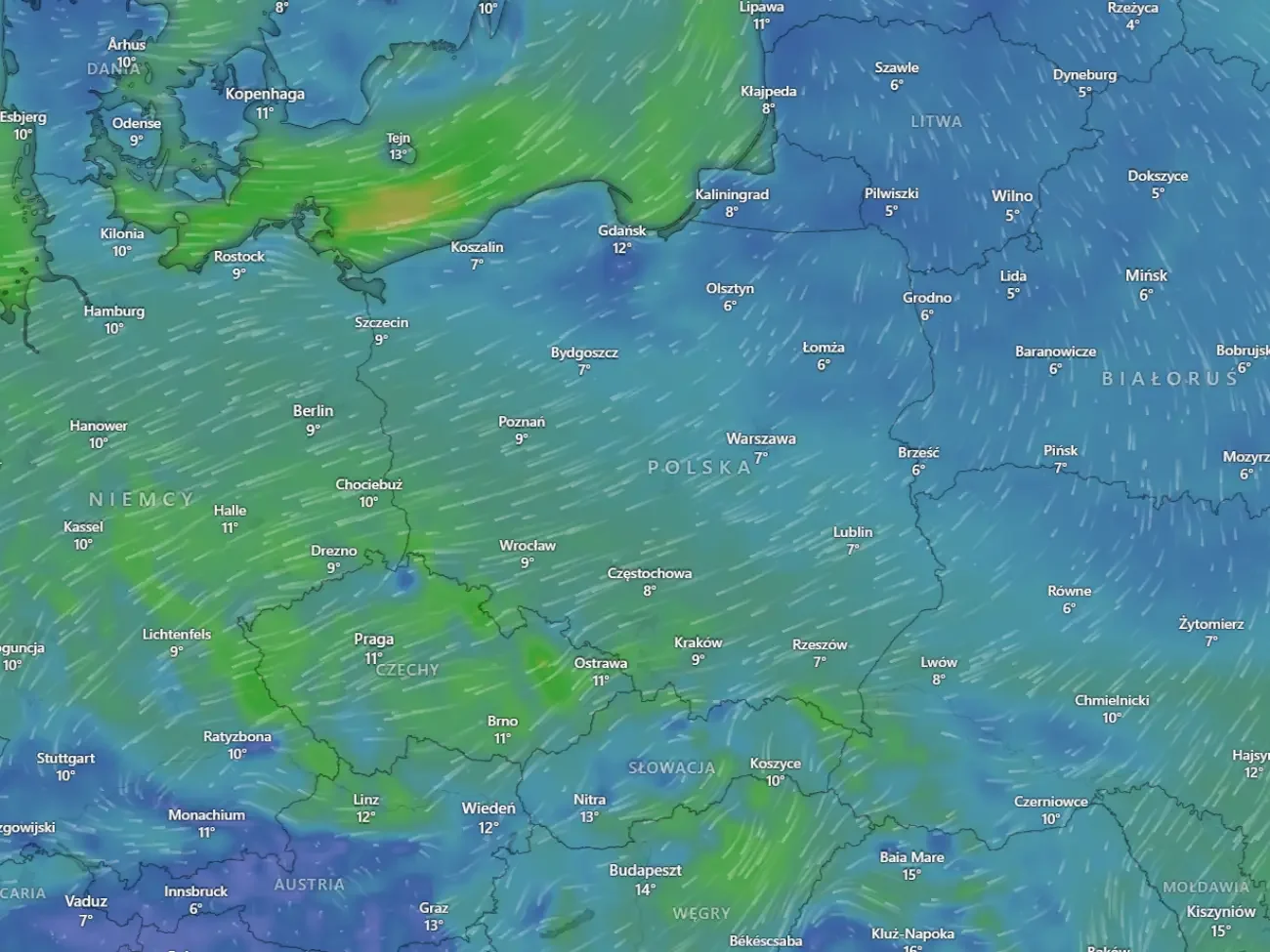 Antycyklon Petralilly - mapa pogodowa Polski