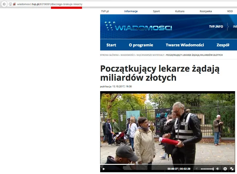 Wczoraj wieczorem pod tym adresem można było znaleźć materiał o niskich zarobkach lekarzy i o konieczności rozwiązania tego problemu. Rano treść artykułu była już zupełnie inna.