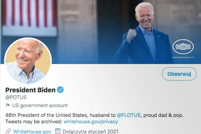 Joe Biden tuż po zaprzysiężeniu przejął od Donalda Trumpa konto POTUS na Twitterze.