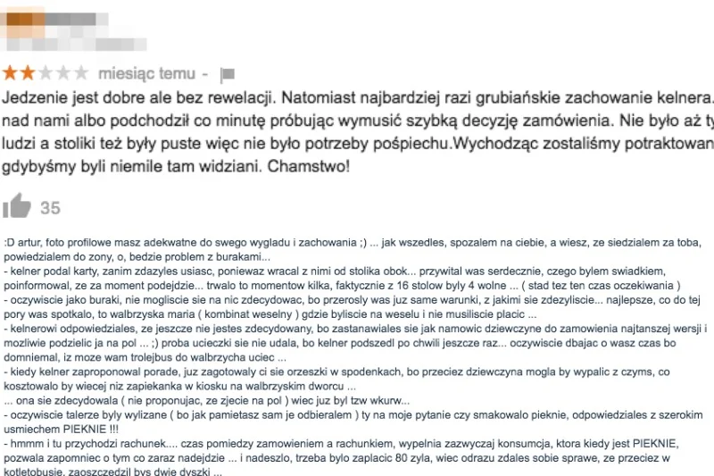 W rozmowie z nami restaurator mówił o komentarzu w stronę chłopaka z Wałbrzycha.