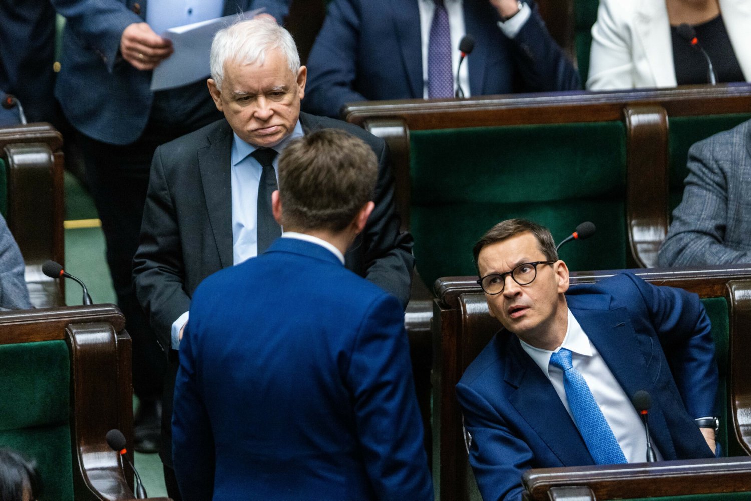 Jarosław Kaczyński i Mateusz Morawiecki w Sejmie.