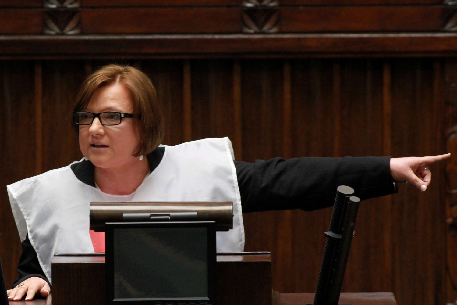 Beata Kempa podczas przemówienia w Sejmie o "tłustych kotach".