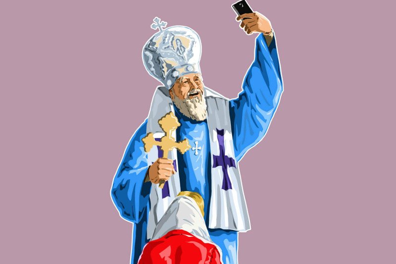 Artysta walczy z nieprawidłowościami wszystkich religii - używa do tego prześmiewczych rysunków.