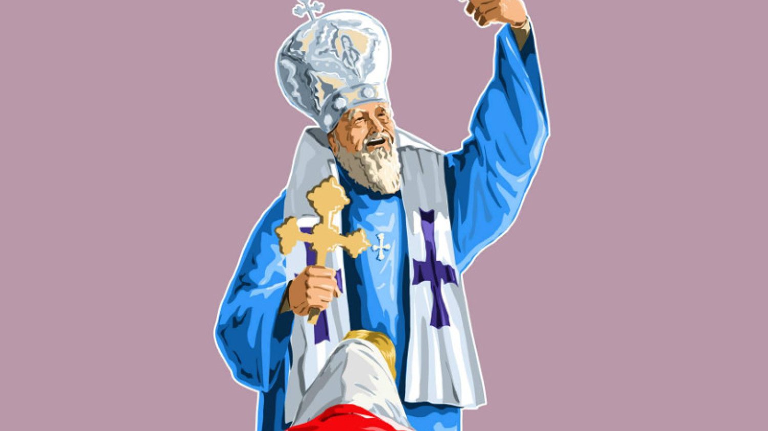 Artysta walczy z nieprawidłowościami wszystkich religii - używa do tego prześmiewczych rysunków.