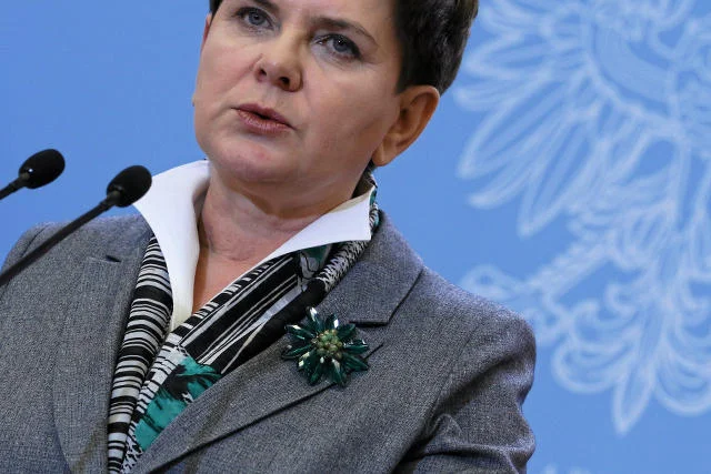 Zielony to kolor nadziei. Premier zakładała tę broszkę w nadziei, że szefowie klubów parlamentarnych włączą się w "przeprowadzanie dobrej zmiany w Polsce".