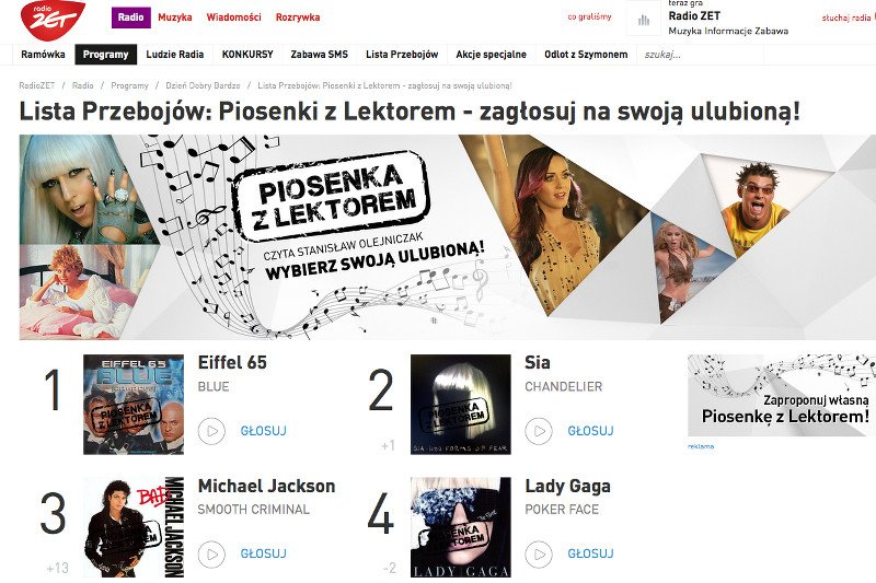 Świetny pomysł Radia ZET – piosenki z lektorem.