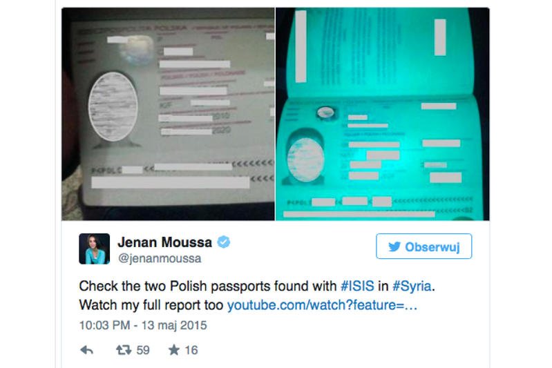 Polskie paszporty znalezione w siedzibie terrorystów w Syrii.