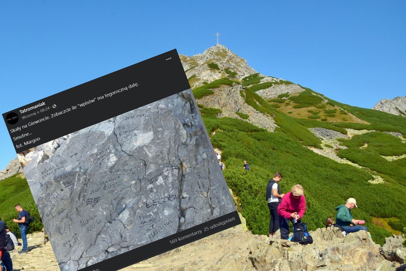 Wandale szaleją na Giewoncie. Piszą po skałach