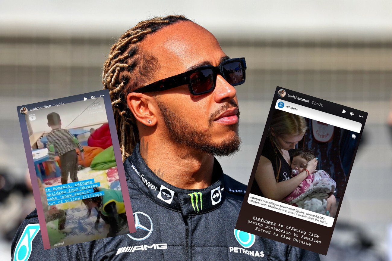 Lewis Hamilton umieścił w mediach społecznościowych kilka wpisów dotyczących wsparcia dla Ukrainy.