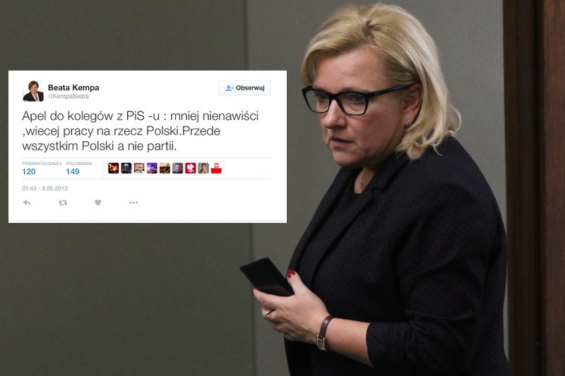 Twitter przypomniał Beacie Kempie wpis sprzed lat. Internauci żywo go komentują.