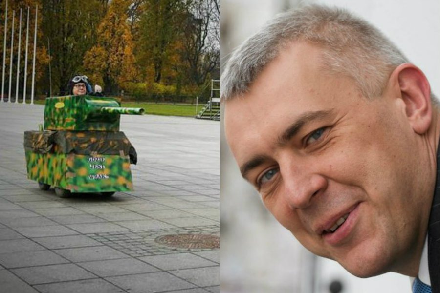 Roman Giertych wyśmiał Mariusza Błaszczaka po jego zapowiedzi o ściganiu sądowym autorów happeningu z papierowym czołgiem na pl. Piłsudskiego.