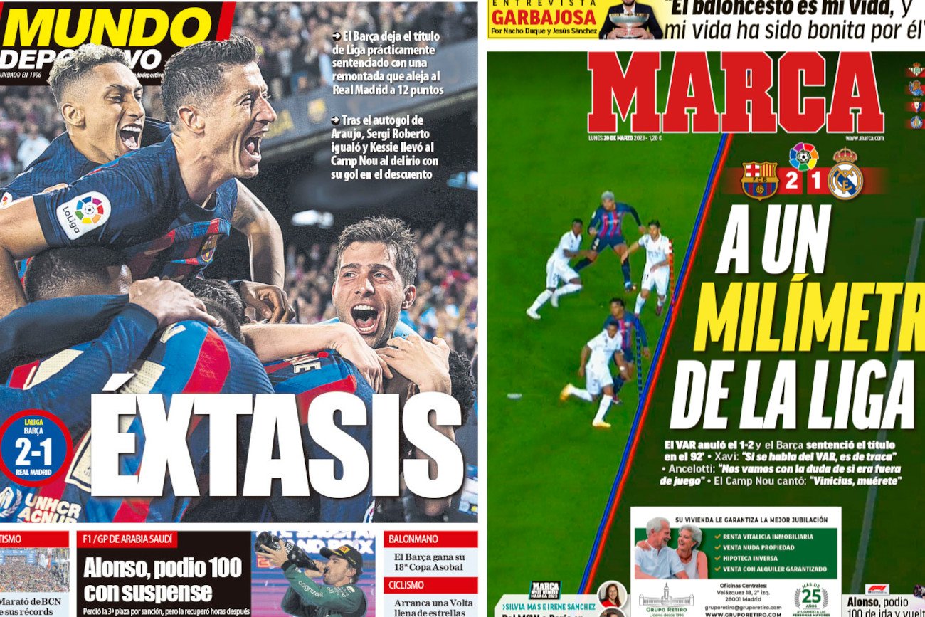 Okładki w Katalonii i Madrycie pokazują, co było najważniejsze dla obu stron podczas niedzielnego El Clasico.