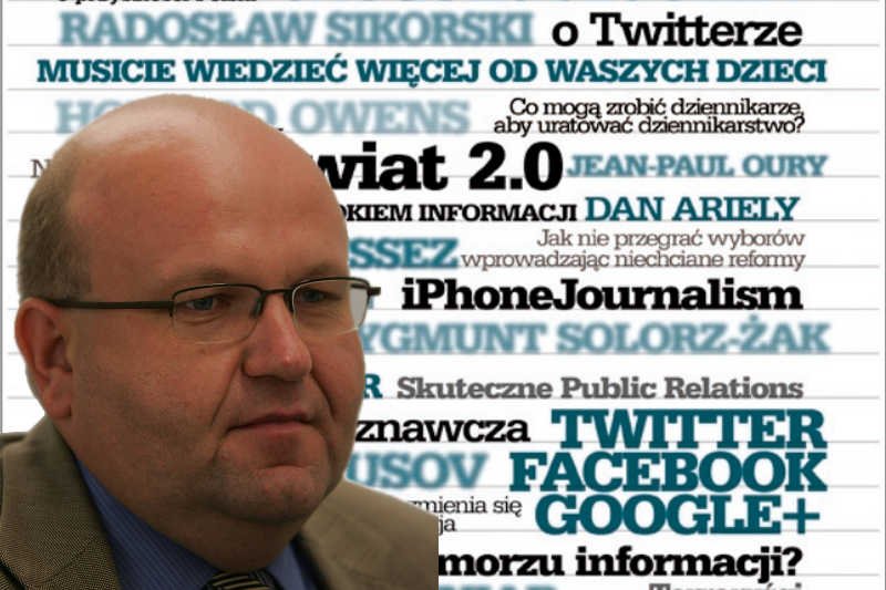 Eryk Mistewicz i okładka "Nowych Mediów"