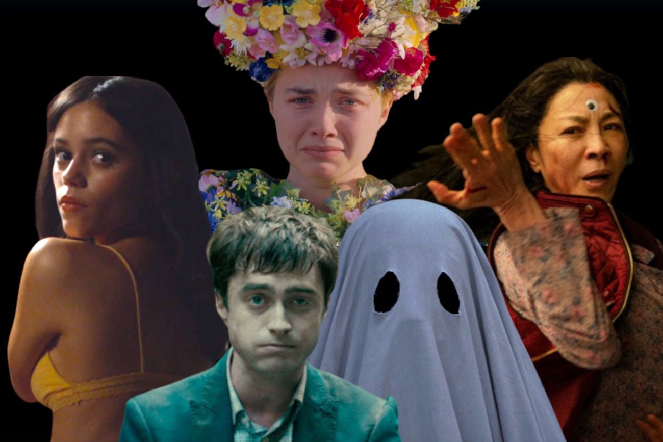 najlepsze filmy studia A24: "Midsommar", "X", "Człowiek-scyzoryk", "Ghost Story", "Wszystko wszędzie naraz" Kadry z filmów: "Midsommar", "X", "Człowiek-scyzoryk", "Ghost Story" i "Wszystko wszędzie naraz"