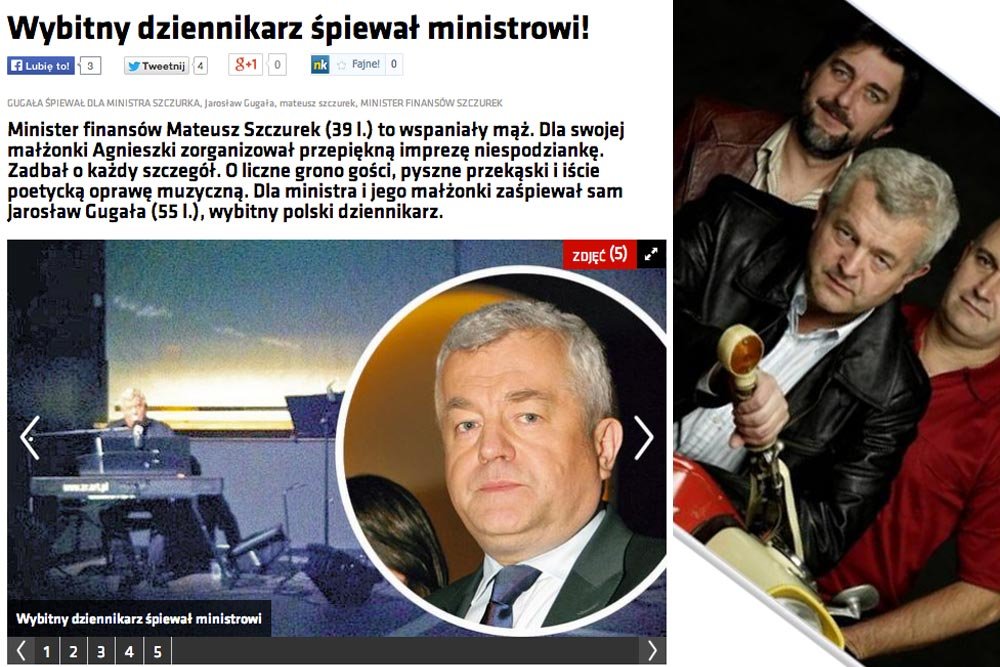 Super Express opisuje, jak Jarosław Gugała wystąpił dla żony ministra finansów Mateusza Szczurka