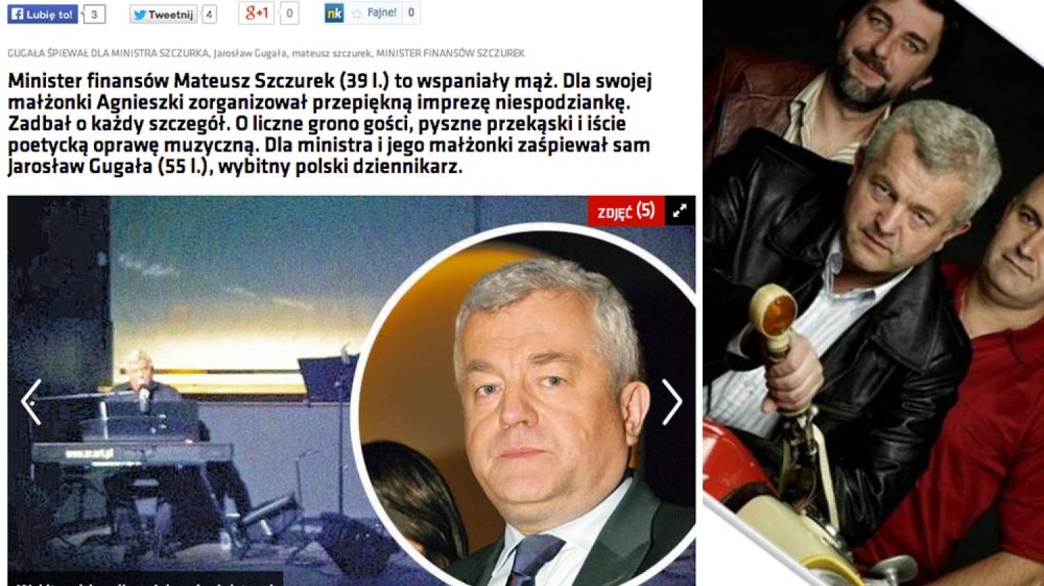 Super Express opisuje, jak Jarosław Gugała wystąpił dla żony ministra finansów Mateusza Szczurka