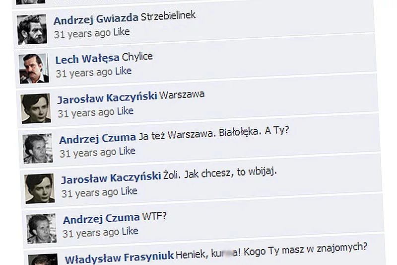 Czy tak właśnie wyglądałoby podsumowanie nie internowania Jarosława Kaczyńskiego już pierwszego dnia stanu wojennego, gdyby tylko istniał wówczas Facebook?
