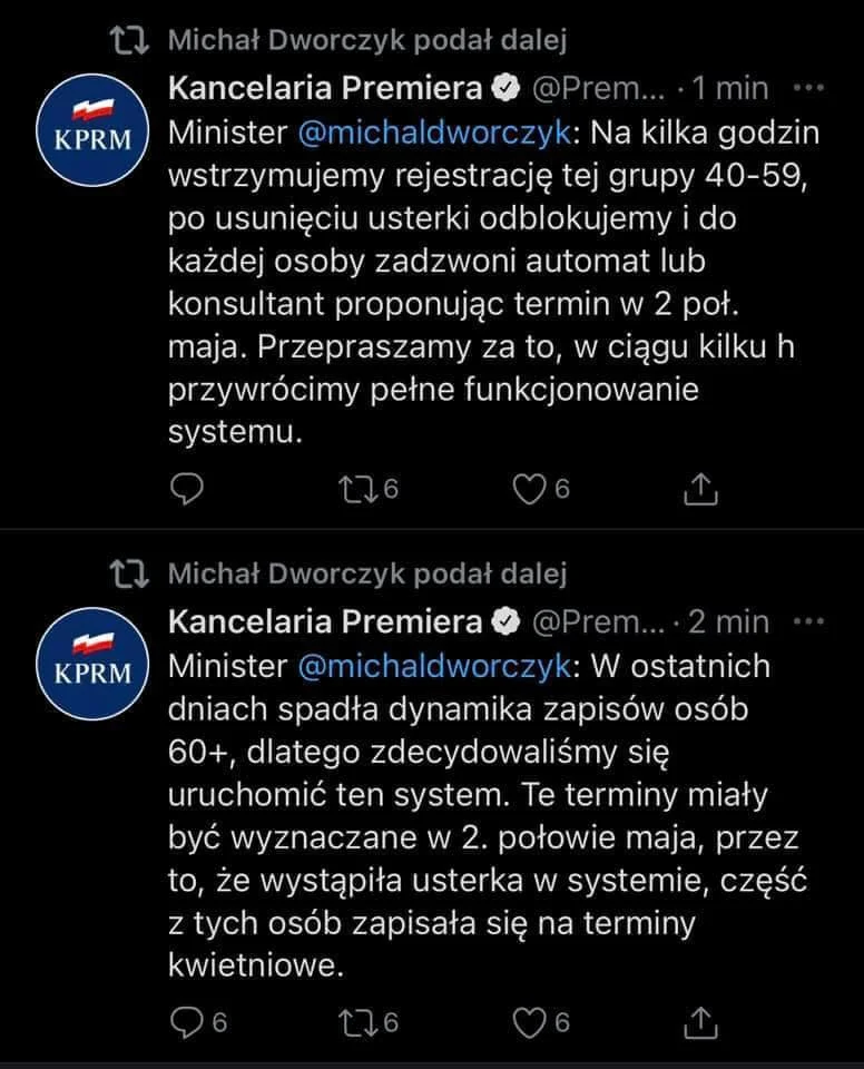Michał Dworczyk szybko zmienił zdanie nt. rejestracji na szczepienia młodszej grupy osób.