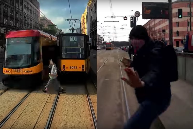 "Odłóż smartfon i żyj" to mocna kampania społeczna Tramwajów Warszawskich. Nowe spoty ukazują pieszych, którzy wpatrzeni w smartfony sami pchają się pod tramwaje
