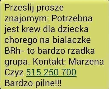 Uwaga! Jeśli dostałeś taką informacje, nie udostępniaj. To jest spam.