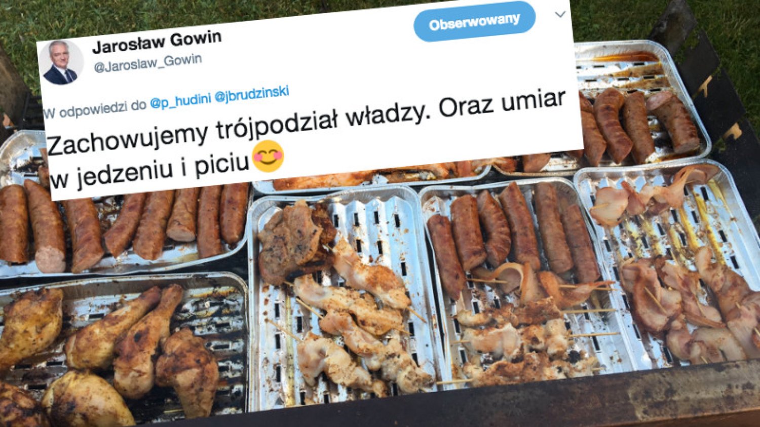Jarosław Gowin zachowuje umiar w jedzeniu i piciu. A także zasadę trójpodziału władzy.