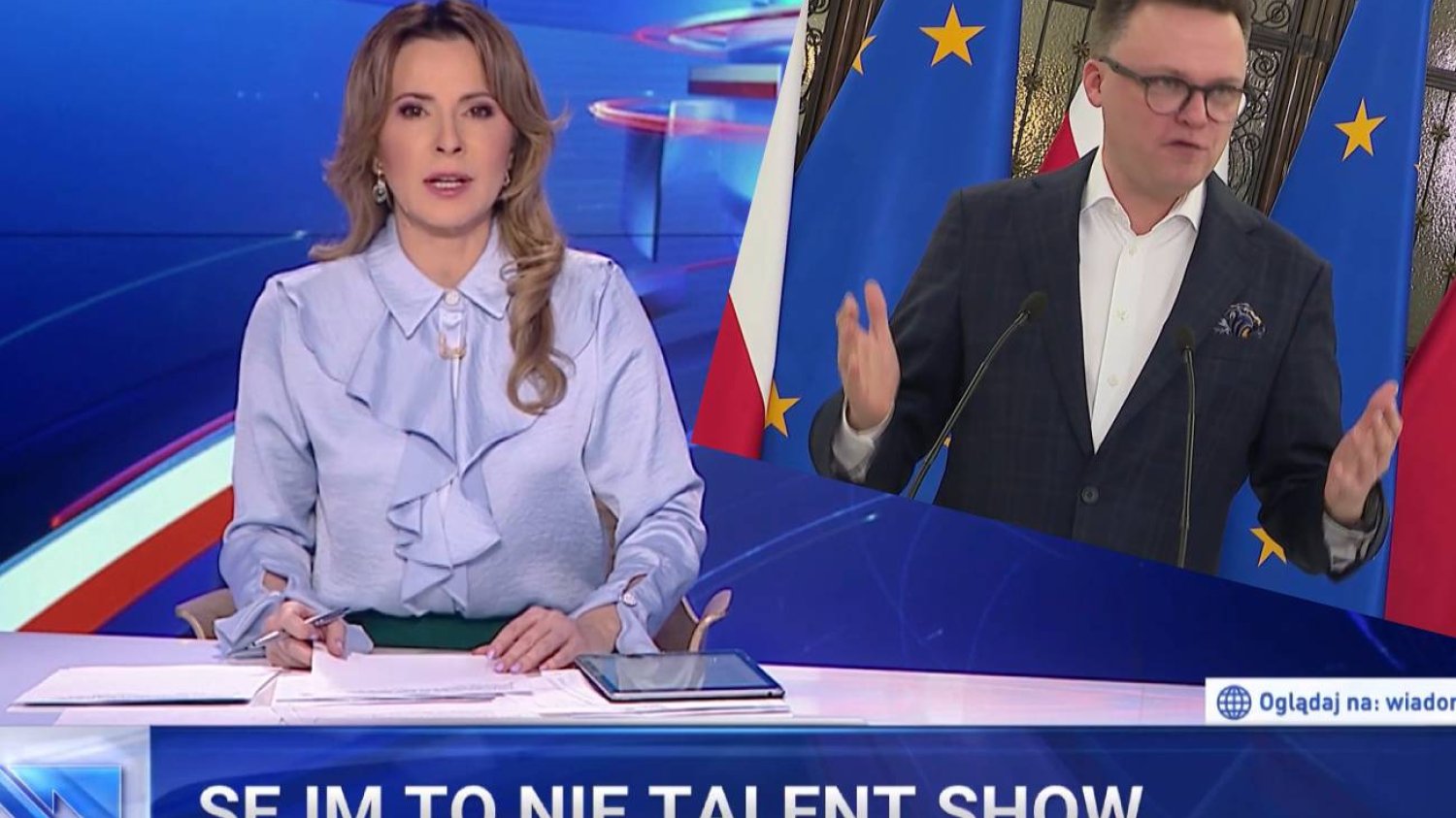 Szymon Hołownia został bohaterem materiału "Wiadomości" TVP