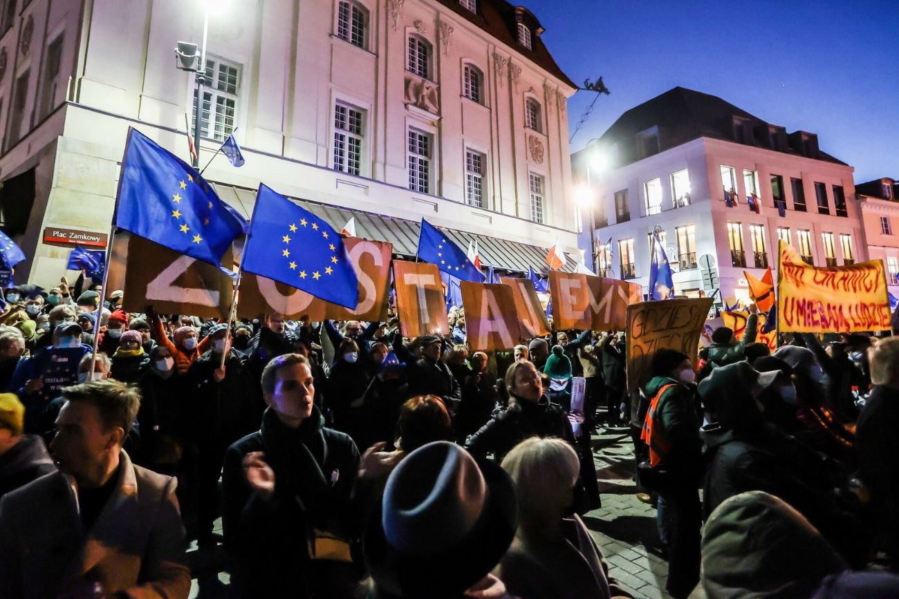 Plac Zamkowy podczas protestów.