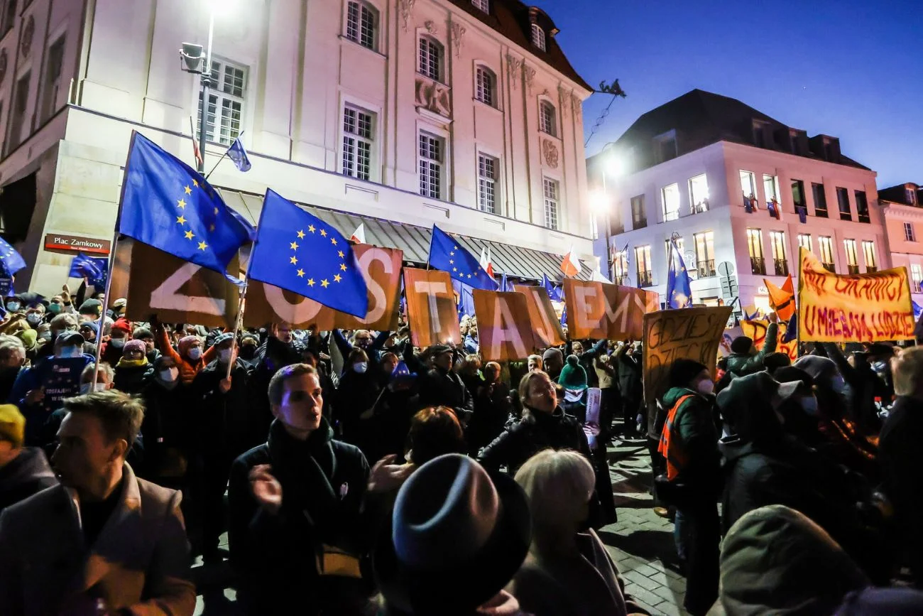 Plac Zamkowy podczas protestów.