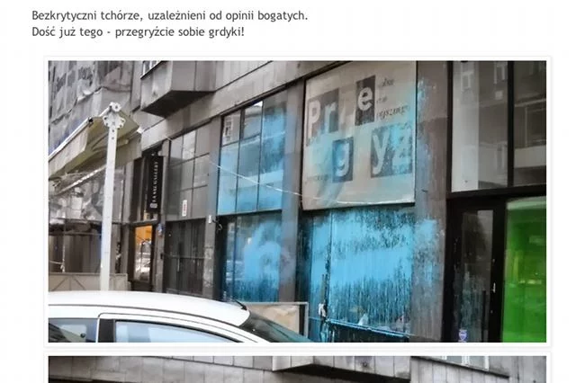 Anarchiści oblali farbą restaurację Piotra Najsztuba.