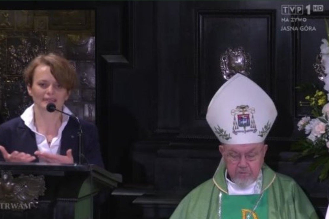 Wicepremier Jadwiga Emilewicz przemawiała z ambony na Jasnej Górze podczas mszy, którą transmitowała TVP.