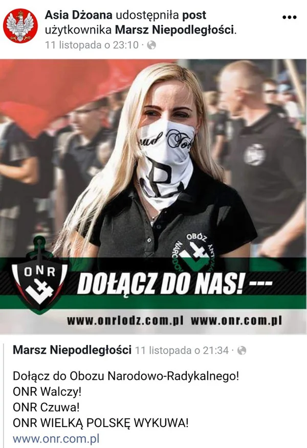 Dyrektor szkoły w Stalowej Woli zachęca do wstępowania w szeregi ONR.