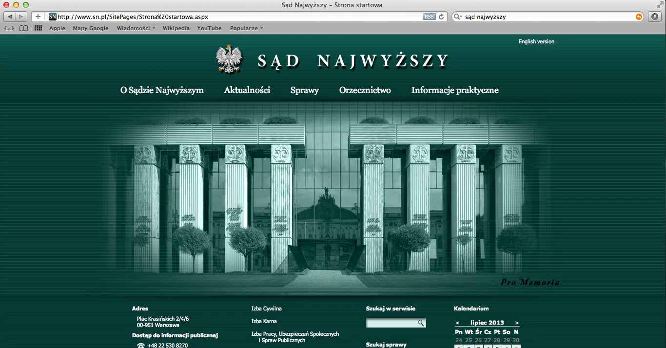 Zrzut ekranu strony www.sn.pl