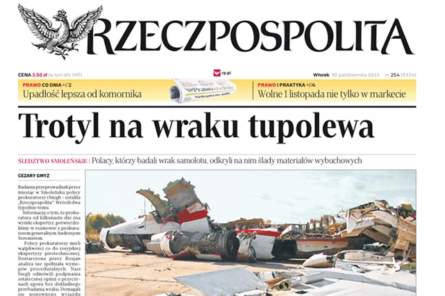 Artykuł o "Trotylu na wraku tupolewa", który wywołał medialno-polityczną burzę.