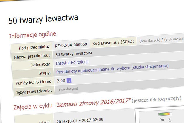 Wykład "50 twarzy lewactwa" okazuje się nietrafioną ofertą dla tych studentów, którzy myśleli, że o lewactwie będą mówić tam to, co prof. Krystyna Pawłowicz, czy dr Jarosław Kaczyński.